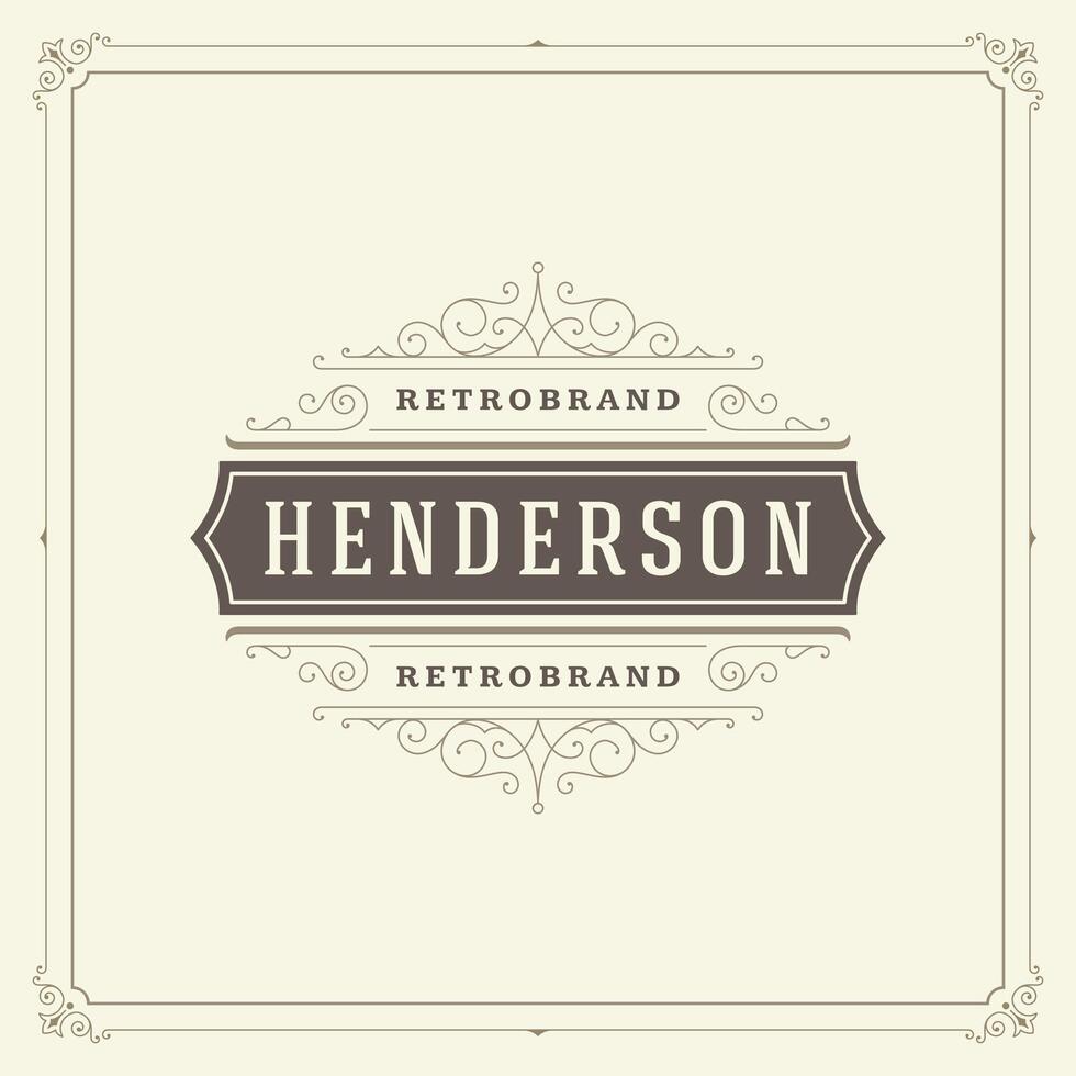 Ornament logo design template flourishes calligraphic vintage frame. vector