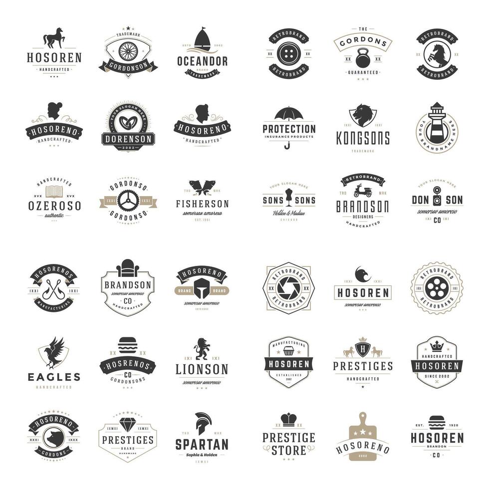 Vintage Logos Design Templates Set. vector