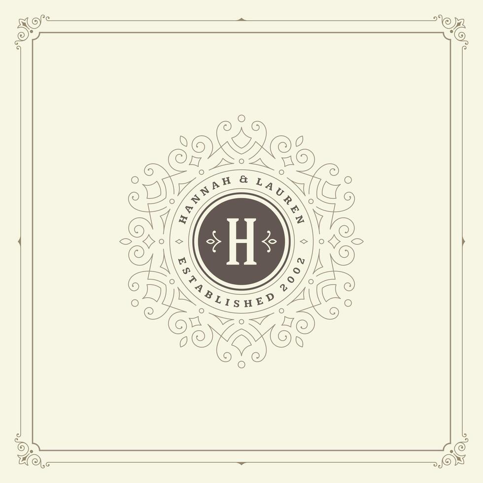 Ornament monogram logo design template flourishes calligraphic vintage frame. vector