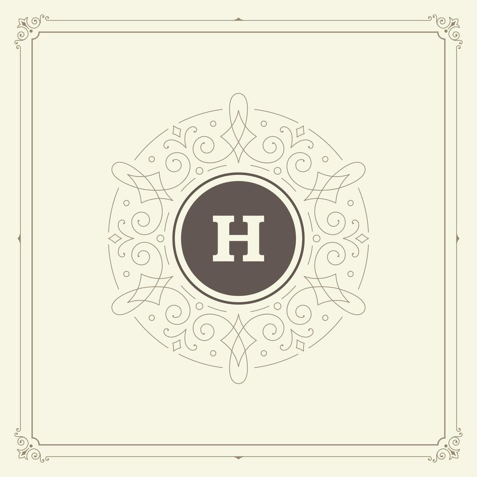 Ornament monogram logo design template flourishes calligraphic vintage frame. vector