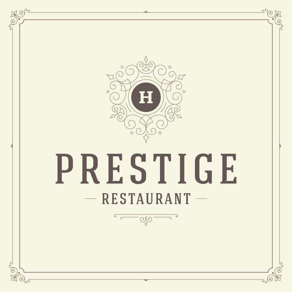 Ornament logo design template flourishes calligraphic vintage frame. vector