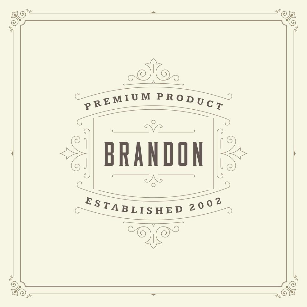 Ornament logo design template flourishes calligraphic vintage frame. vector