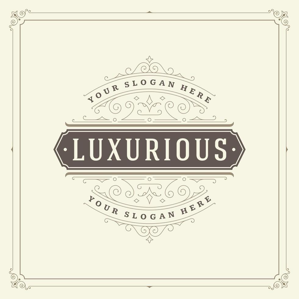 Ornament logo design template flourishes calligraphic vintage frame. vector