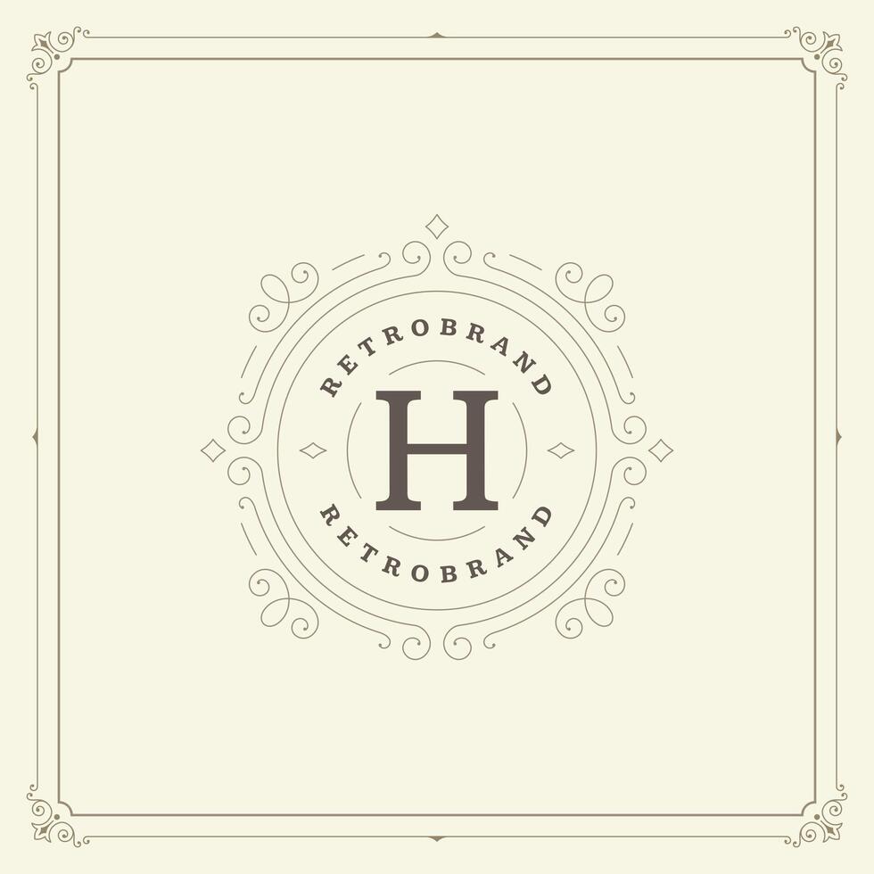 Ornament monogram logo design template flourishes calligraphic vintage frame. vector