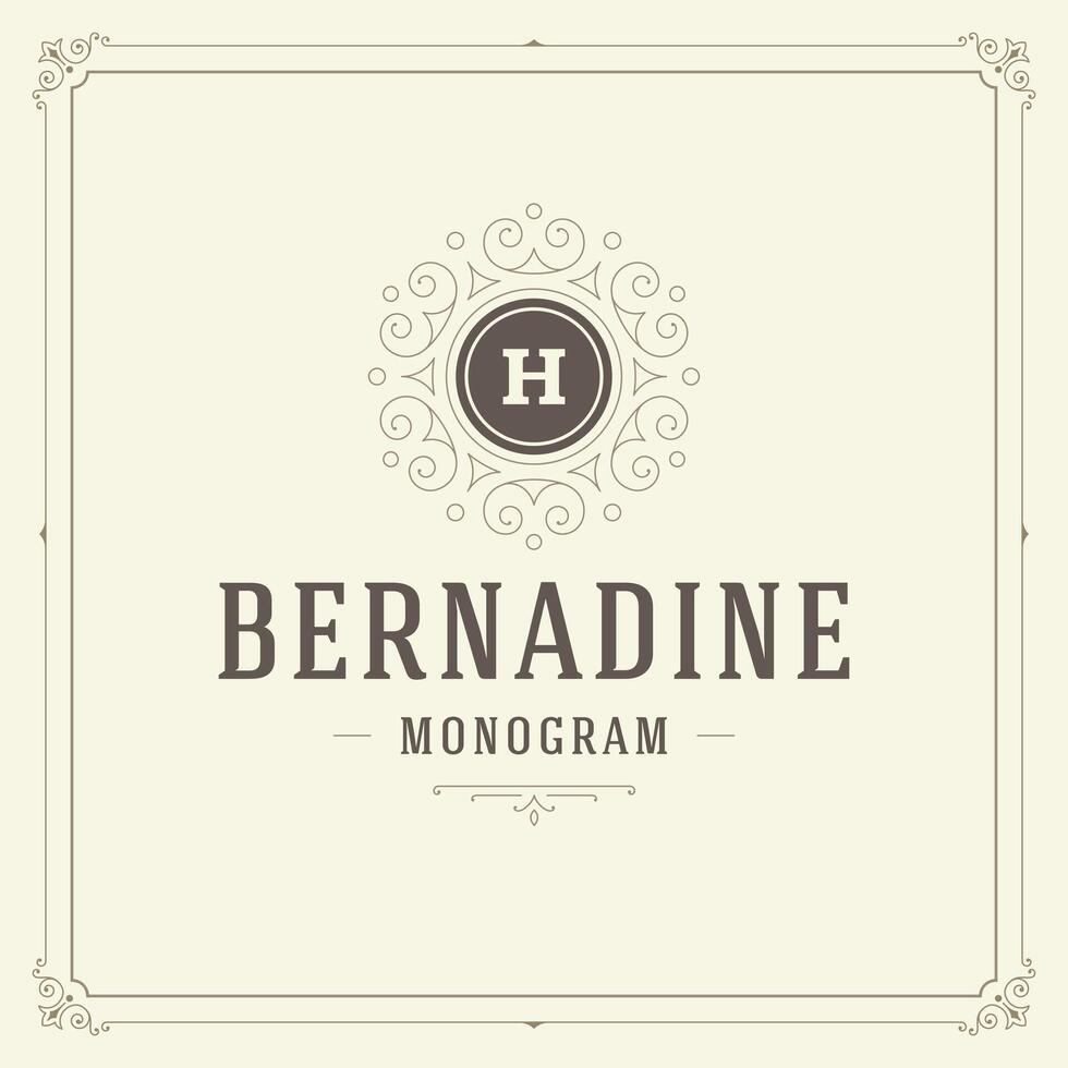 Ornament monogram logo design template flourishes calligraphic vintage frame. vector