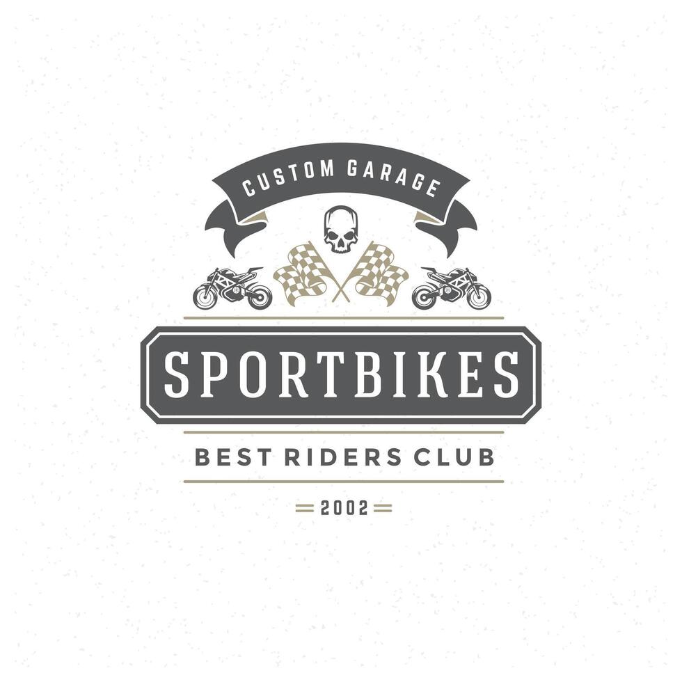 Sport motorcycle logo template design element vintage style vector