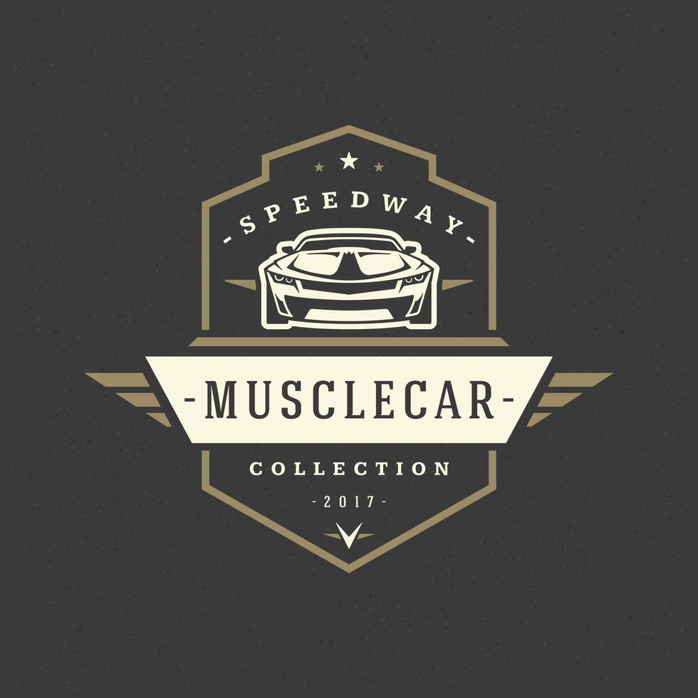 Sport car logo template design element vintage style for label or badge vector