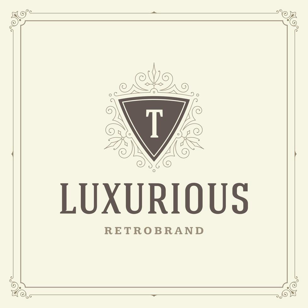 Ornament monogram logo design template flourishes calligraphic vintage frame. vector