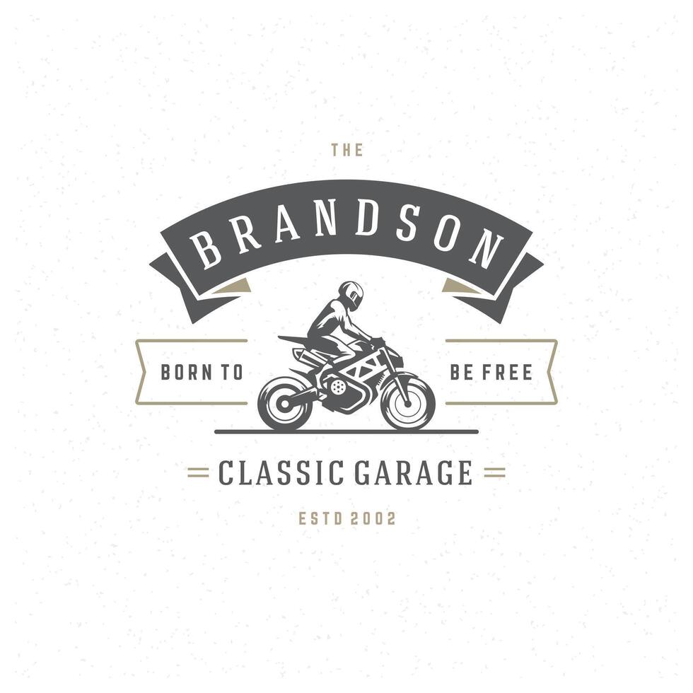 Sport motorcycle logo template design element vintage style vector