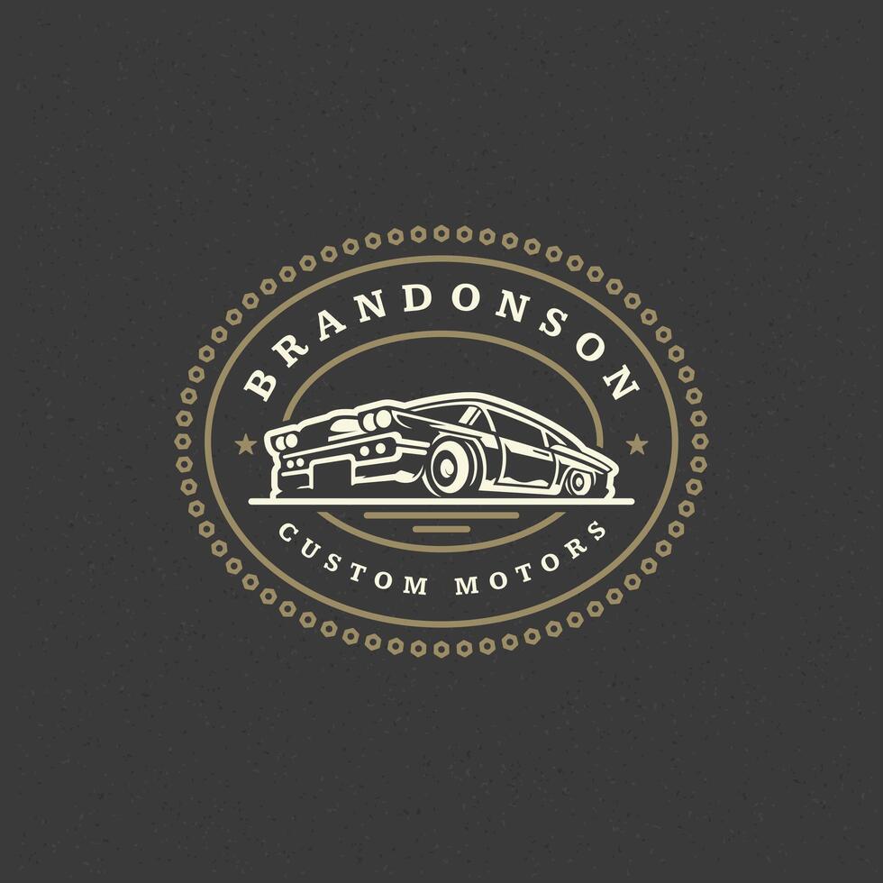 Hot rod car logo template design element vintage style for label or badge vector