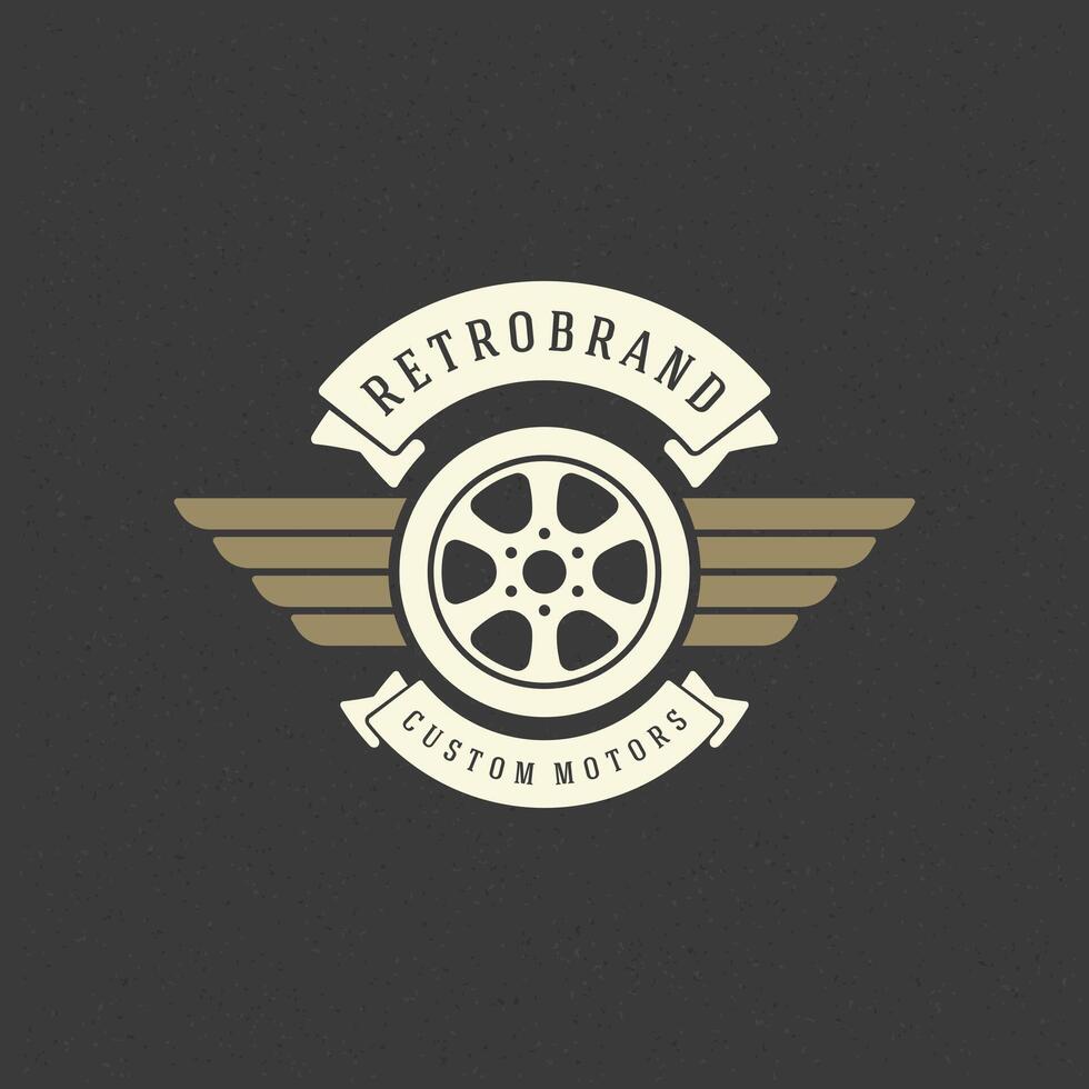 Car wheel logo template design element vintage style vector