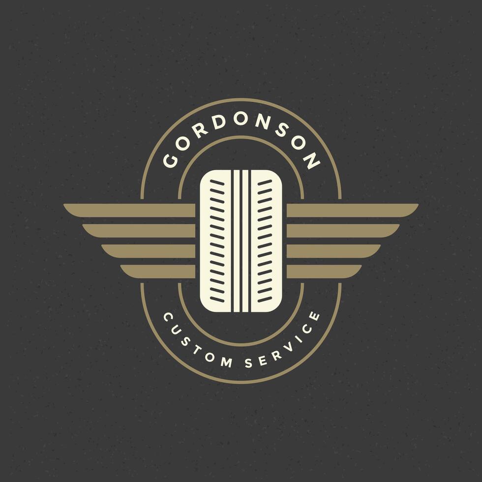 Car wheel logo template design element vintage style vector