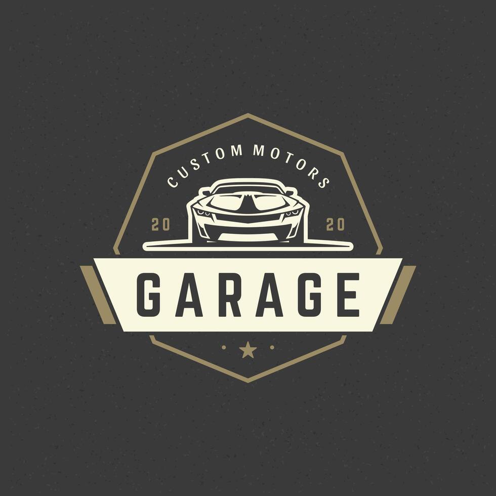 Muscle car logo template design element vintage style vector