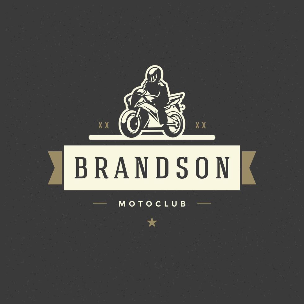 Sport motorcycle logo template design element vintage style vector