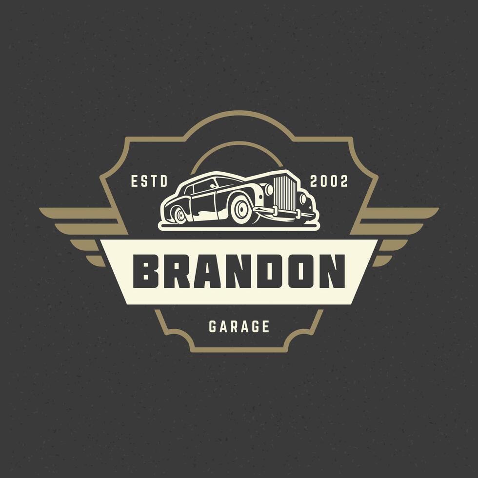 Classic car logo template design element vintage style vector