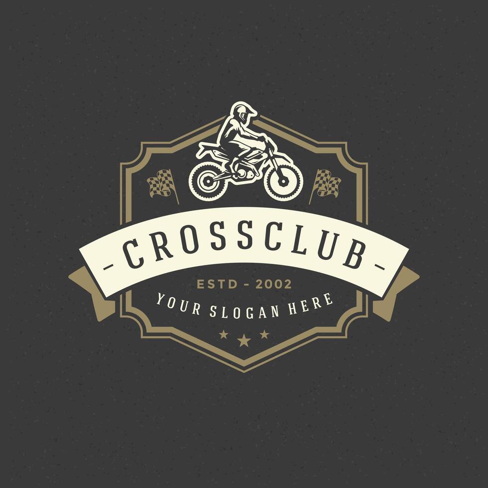 Motocross logo template design element vintage style for label vector