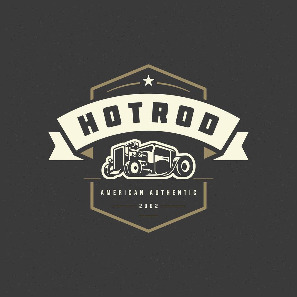 Hot rod car logo template design element vintage style vector