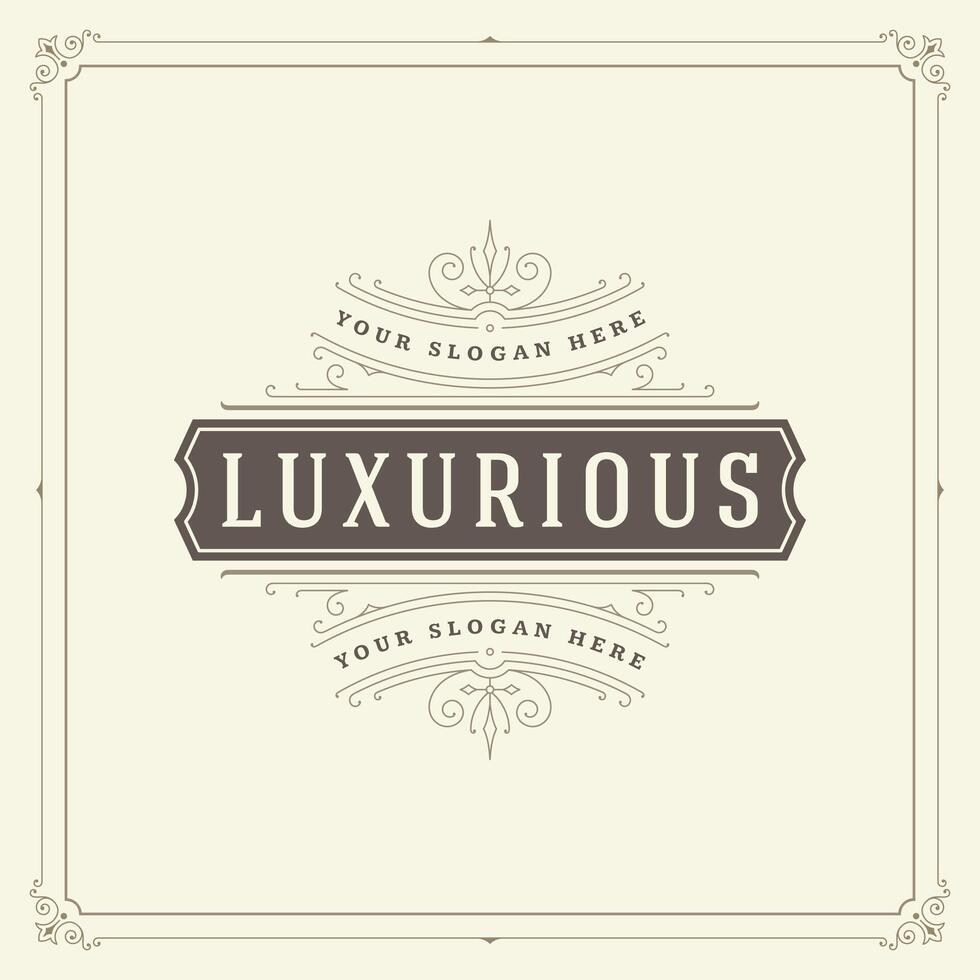Ornament logo design template flourishes calligraphic vintage frame. vector