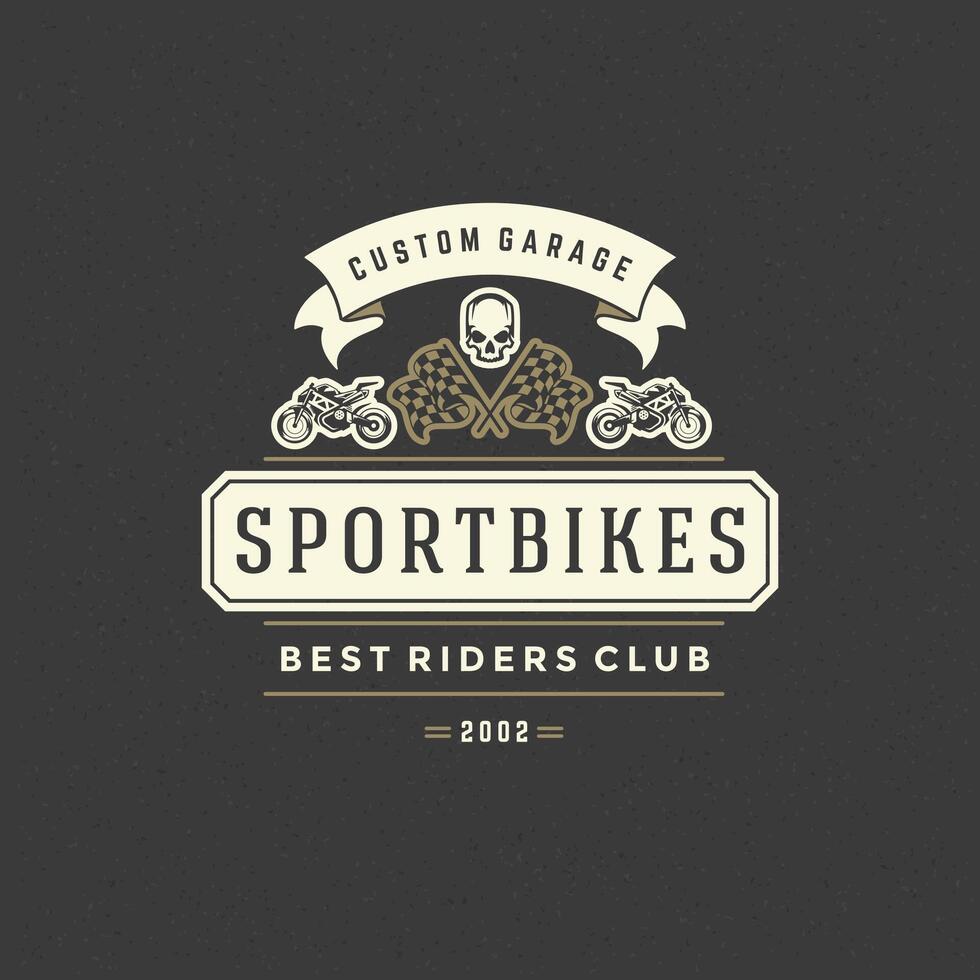 Sport motorcycle logo template design element vintage style vector