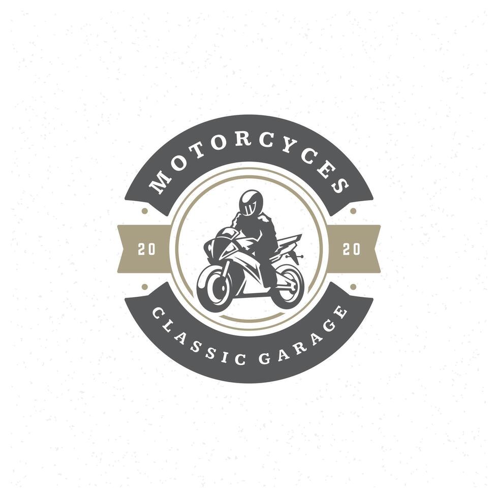 Sport motorcycle logo template design element vintage style vector