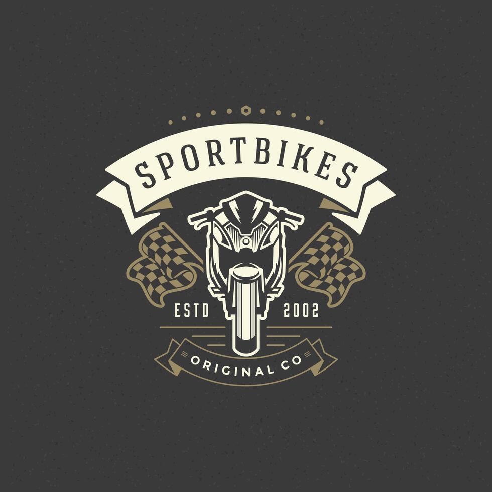 Sport motorcycle logo template design element vintage style vector