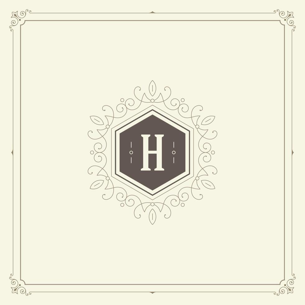 Ornament monogram logo design template flourishes calligraphic vintage frame. vector