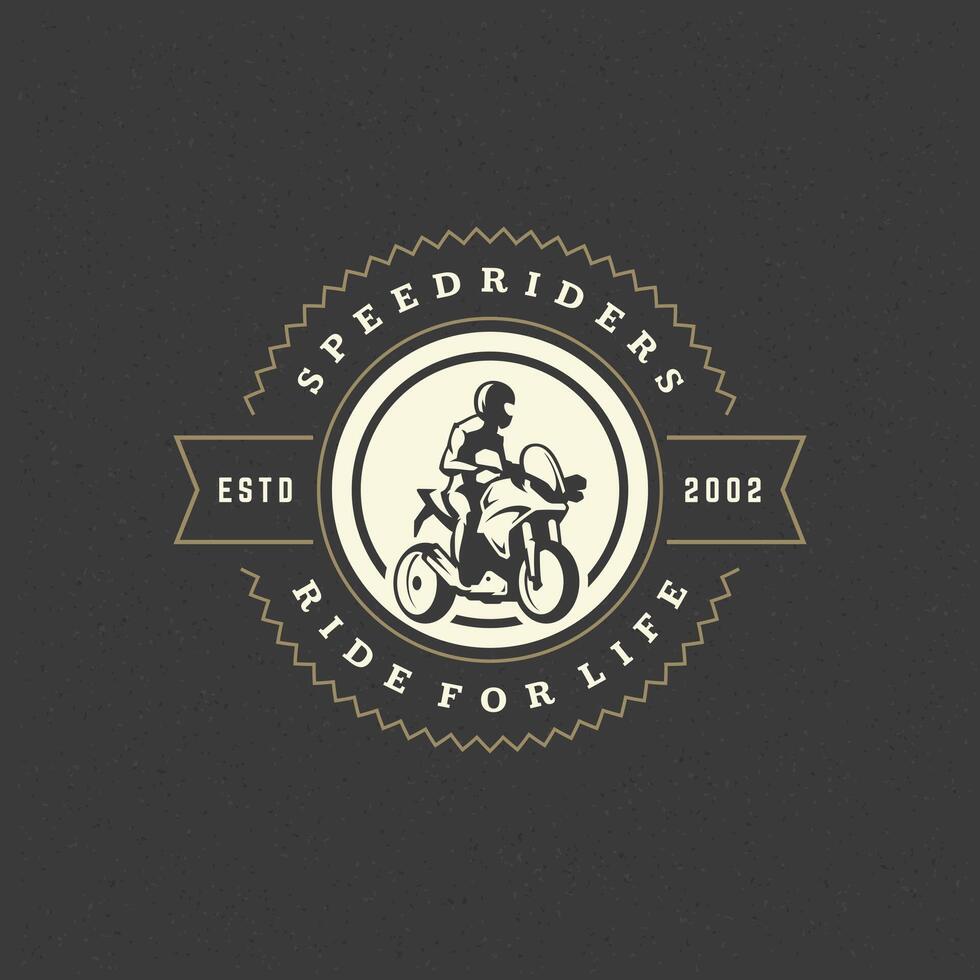 Sport motorcycle logo template design element vintage style vector