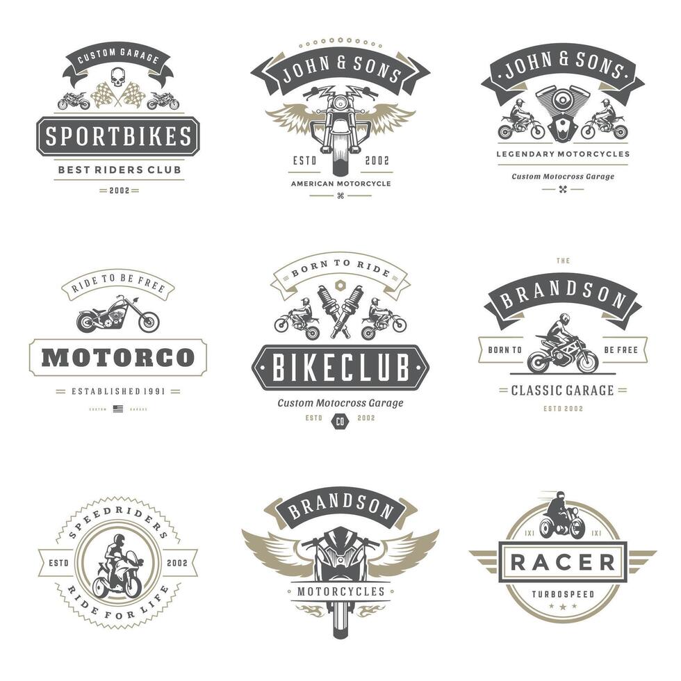 motos logos plantillas diseño elementos conjunto vector