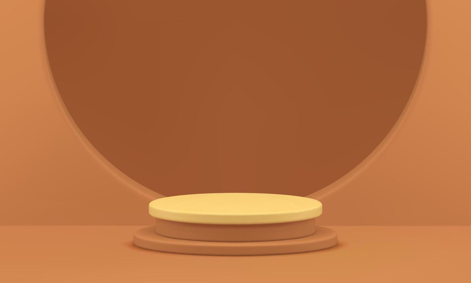 Neutral 3d showroom cylinder stand with circle wall hole background realistic illustration vector