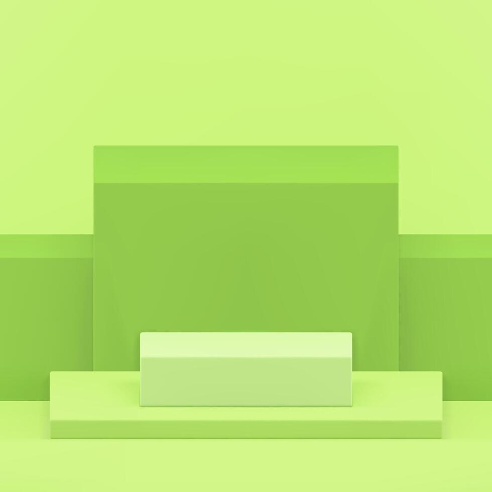 Light green 3d showroom podium pedestal with cubes wall background realistic vector