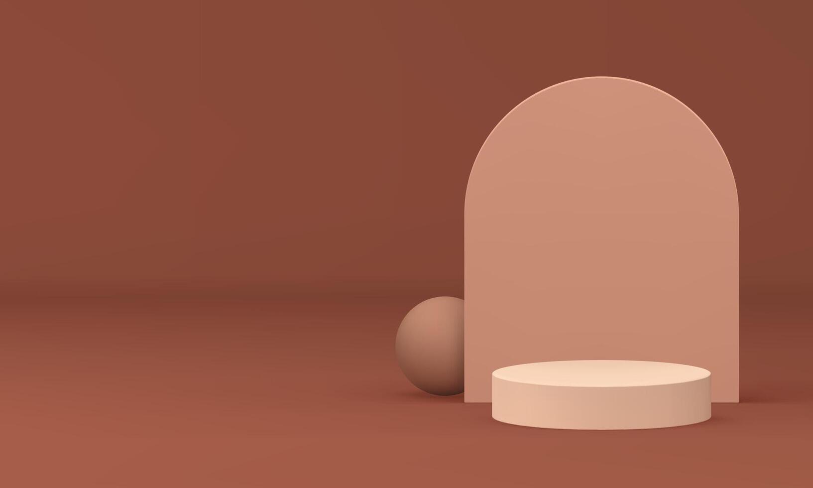 beige geométrico 3d podio pedestal burlarse de arriba para cosmético producto espectáculo realista vector