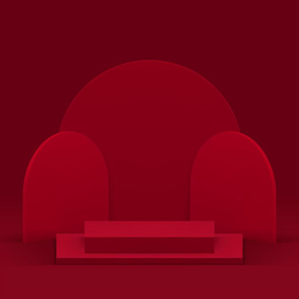 3d podio pedestal rojo Moda sala de exposición publicidad estar realista ilustración vector