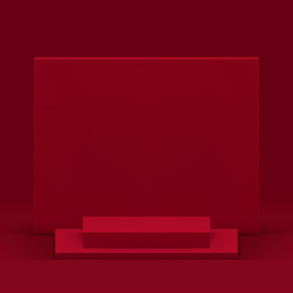 3d podio pedestal rojo geométrico monitor burlarse de arriba para cosmético producto espectáculo realista vector