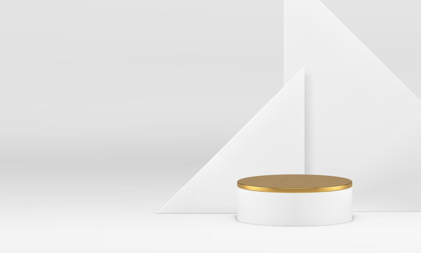 White luxury 3d podium pedestal golden cylinder stand showcase realistic illustration vector