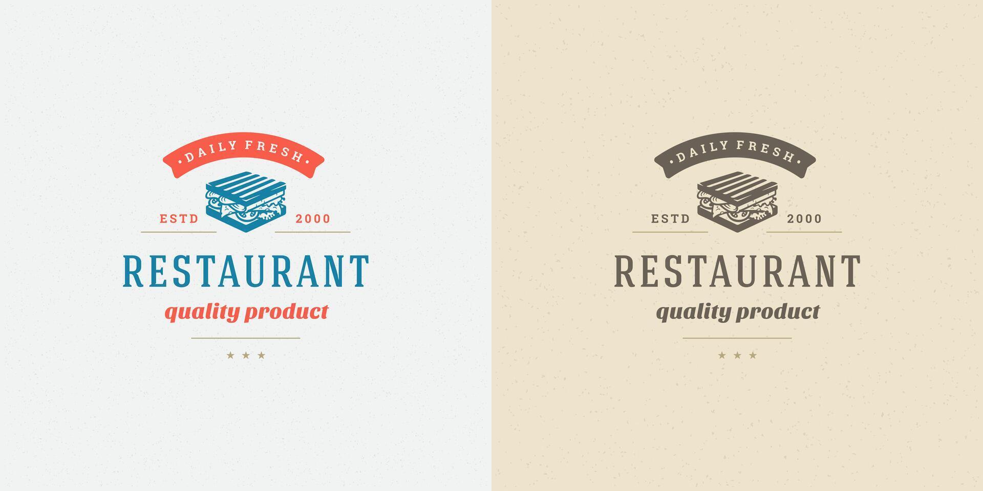 rápido comida logo ilustración emparedado silueta bueno para restaurante menú y café Insignia vector