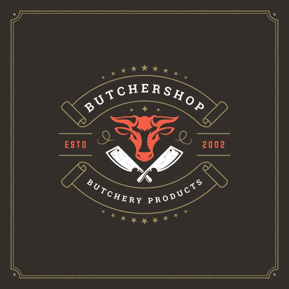 Butcher shop logo illustration. vector