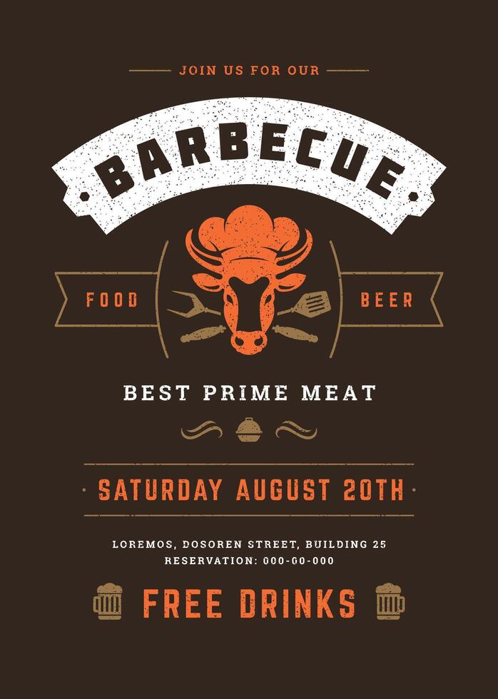 Barbecue party flyer or poster design template vector