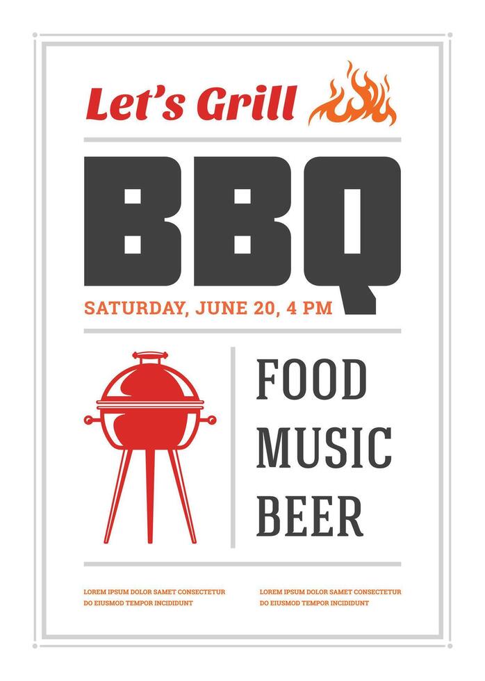 Barbecue party flyer or poster design template vector