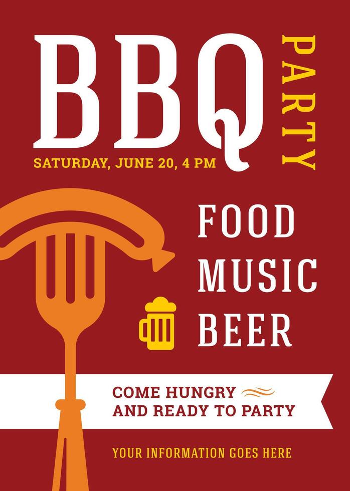 Barbecue party flyer or poster design template vector