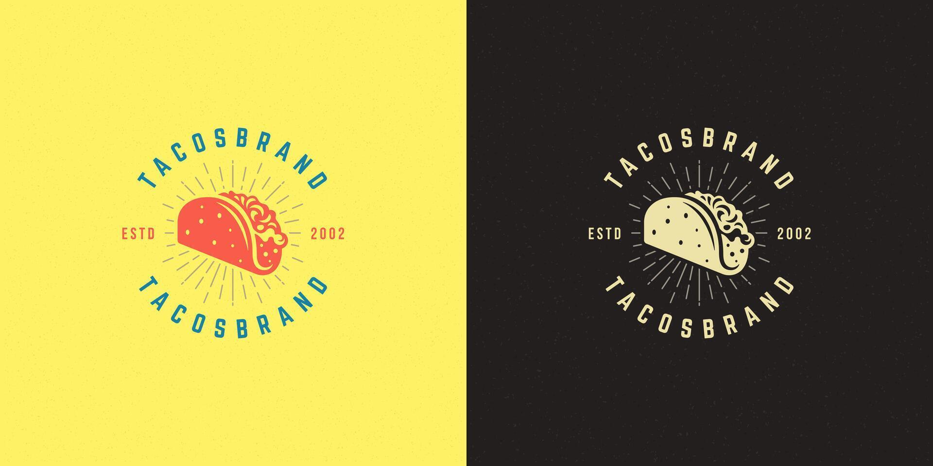 tacos logo ilustración taco silueta, bueno para restaurante menú y café Insignia vector