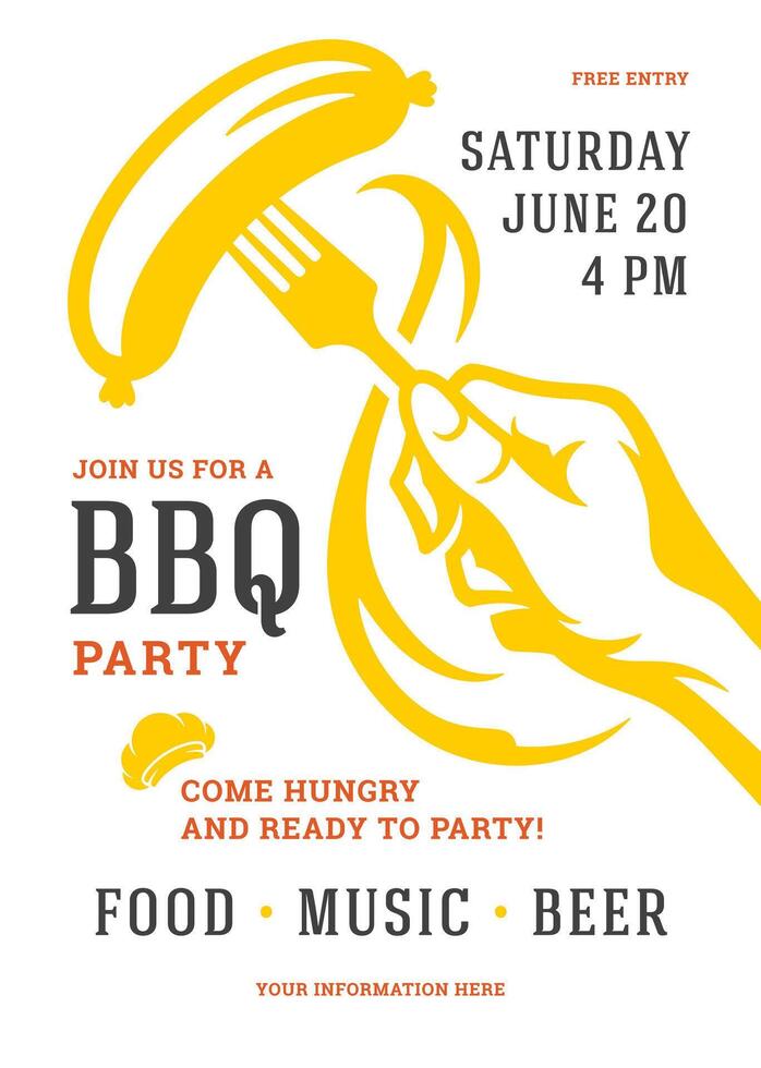 Barbecue party invitation flyer or poster design template vector