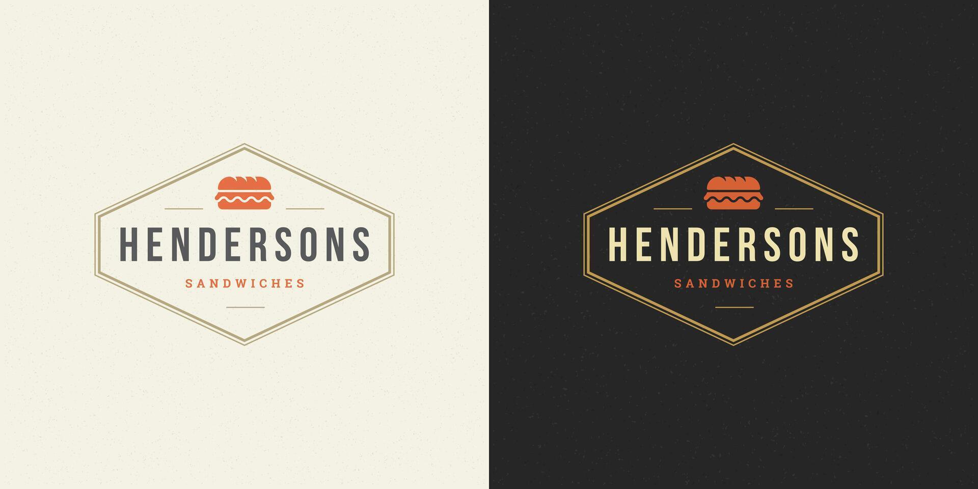 rápido comida logo ilustración emparedado silueta bueno para restaurante menú y café Insignia vector