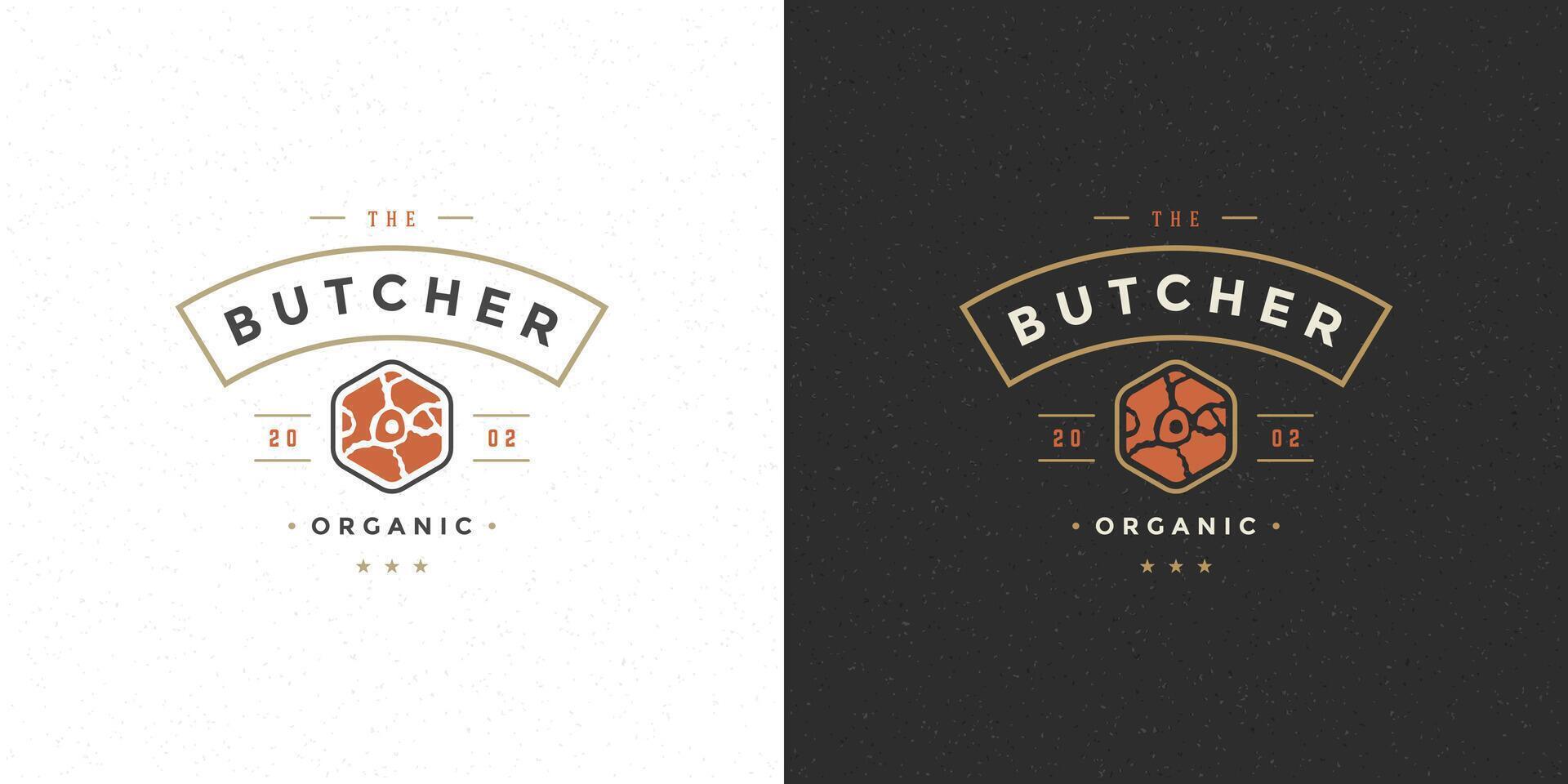 Carnicero tienda logo ilustración carne filete silueta bueno para granja o restaurante Insignia vector