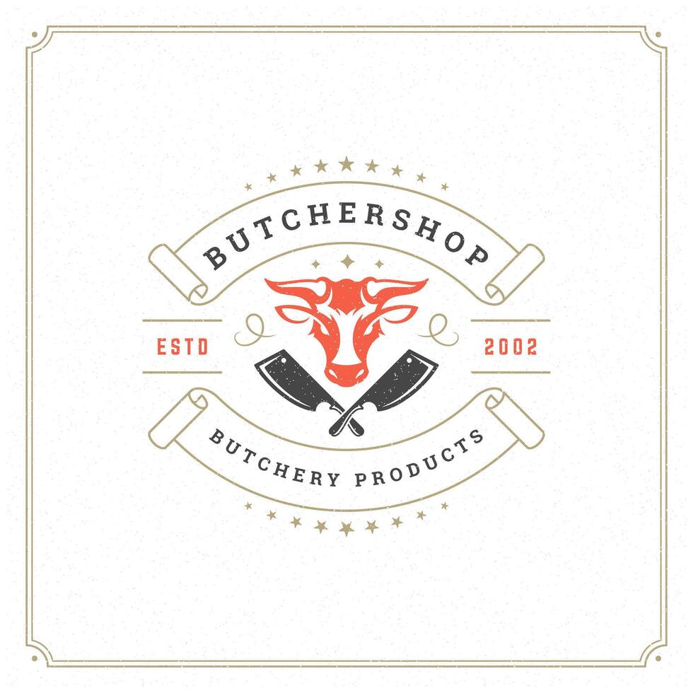 Butcher shop logo design illustration. vector