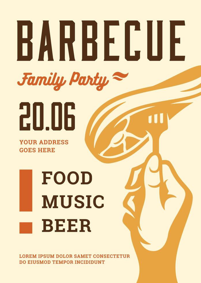 Barbecue party invitation flyer or poster design template vector