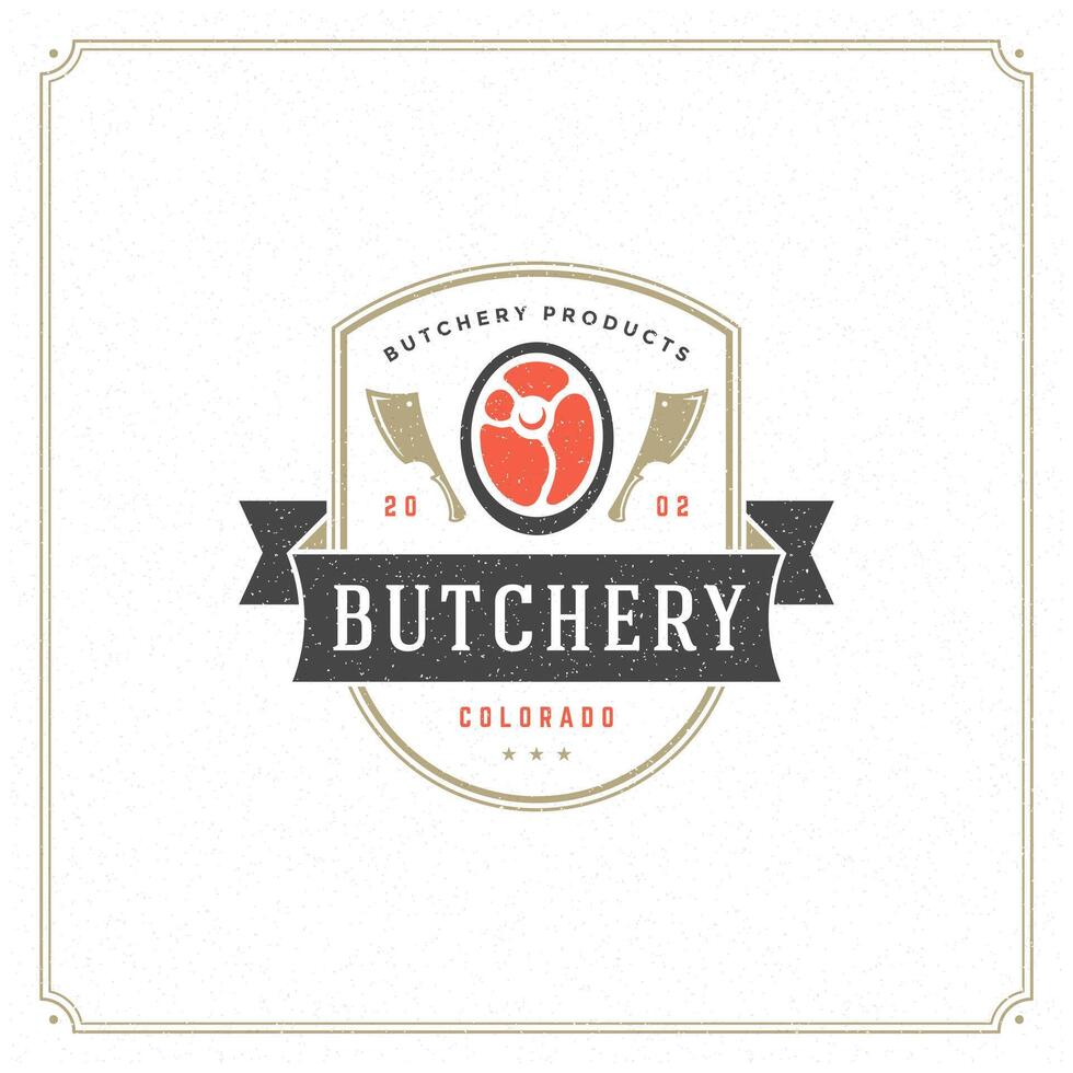 Butcher shop logo illustration meat steak silhouette vector