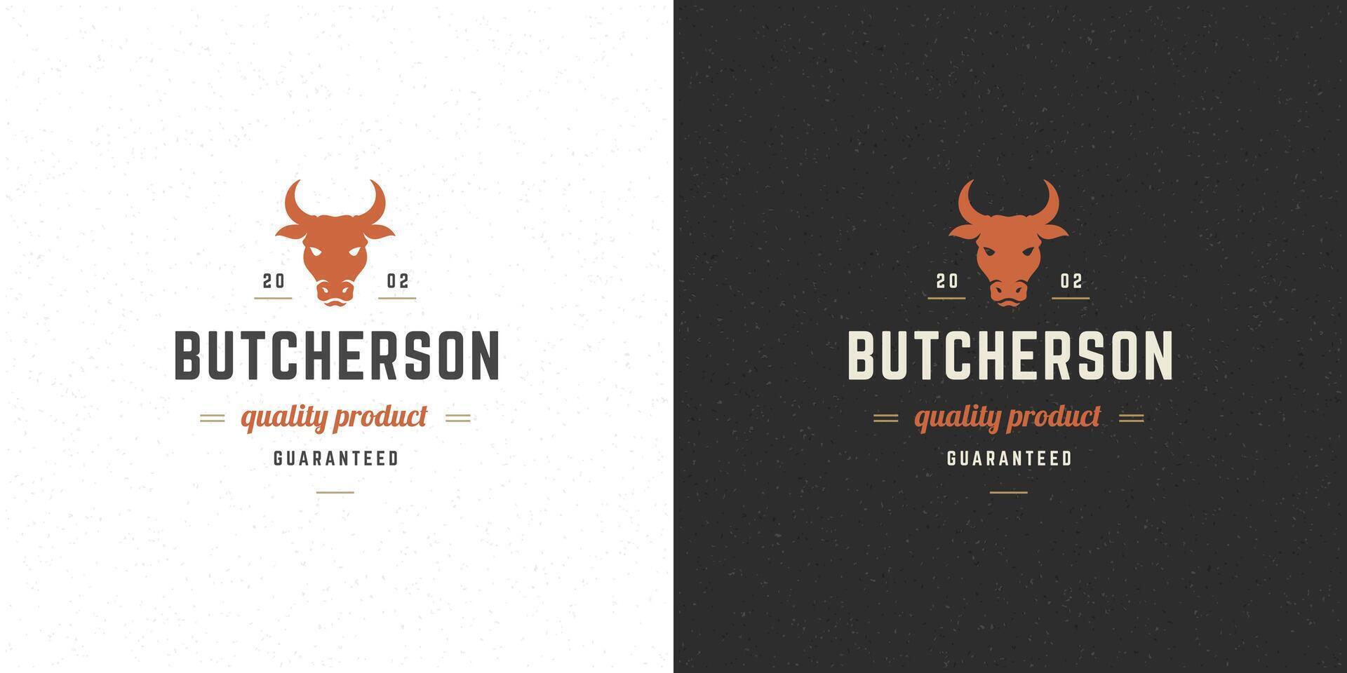 Butcher shop logo illustration cow head silhouette good for farm or restaurant badge vector