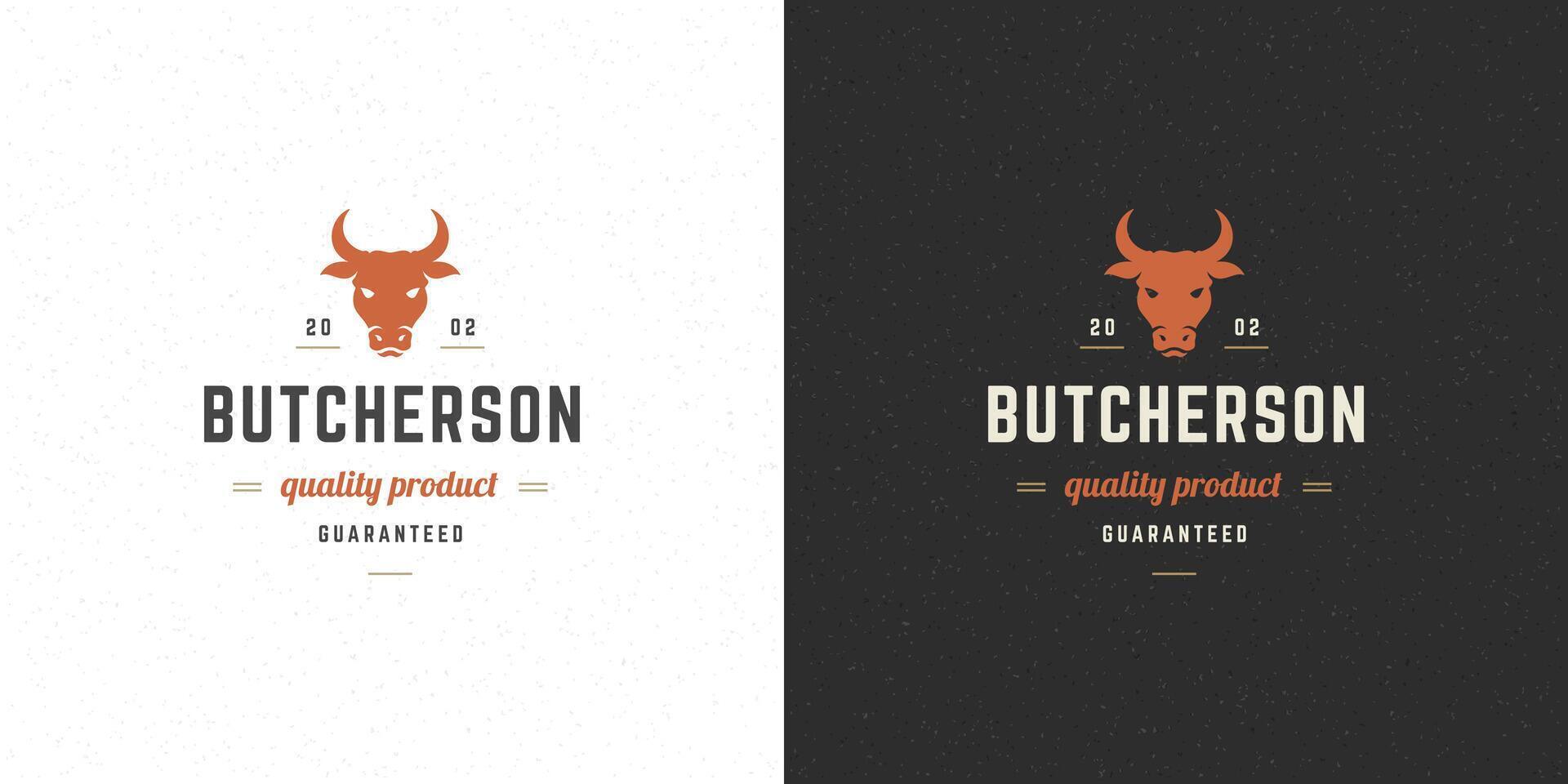 Carnicero tienda logo ilustración vaca cabeza silueta bueno para granja o restaurante Insignia vector