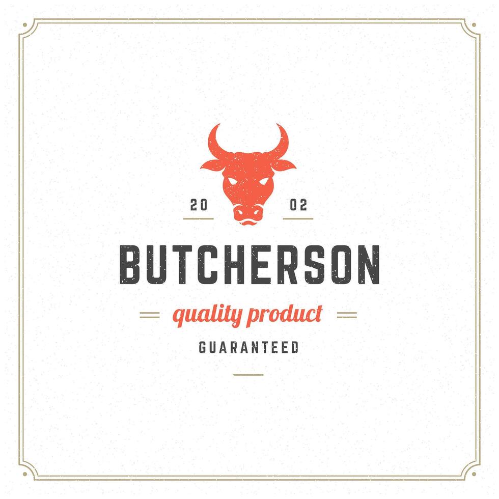 Butcher shop logo illustration cow head silhouette vector