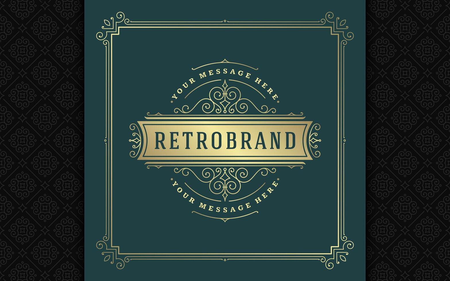 Vintage logo elegant flourishes line art graceful ornaments victorian style template design vector